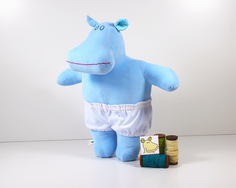blue stuffed hippo