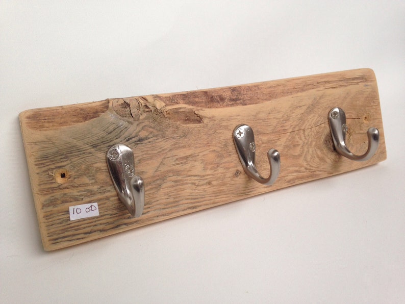 Rustic Coat Rack Recycled Wood with Metal Hooks Etsy