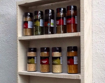 Rustic Book Shelf Spice Rack Recycled Wood