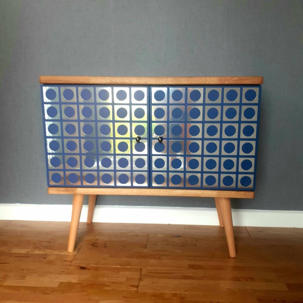 Retro Atomic Sapphire Record Cabinet Sideboard 60cm, 80cm, 100cm