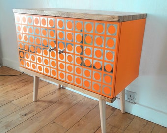 Retro Atomic Orange Record Cabinet 70s Sideboard Top Seller 60cm 80cm 100cm