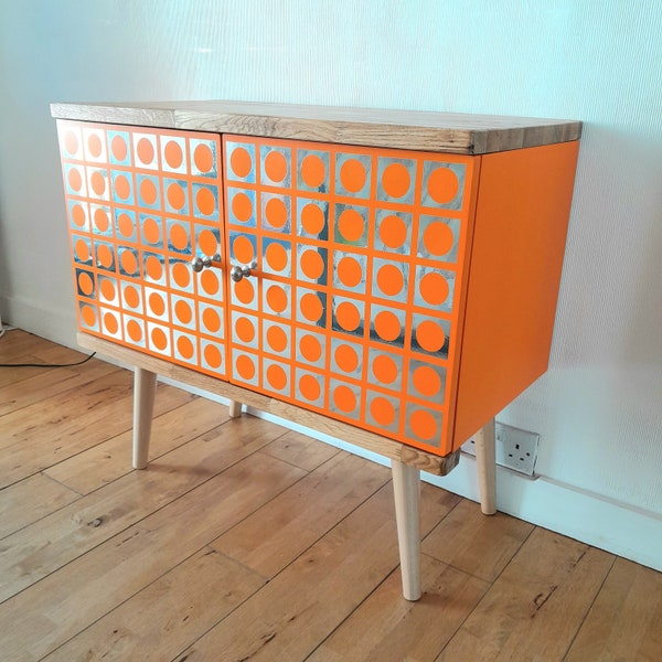 Retro Atomic Orange Record Cabinet 70s Sideboard Top Seller 60cm 80cm 100cm