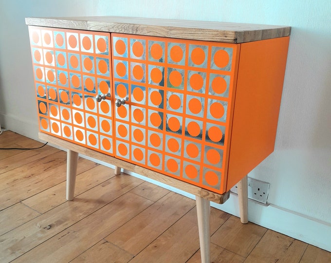Retro Atomic Orange Record Cabinet 70s Sideboard Top Seller 60cm 80cm 100cm