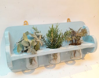 Single Tier Herb Garden with 3 Glass Vases Rustic Shabby Chic