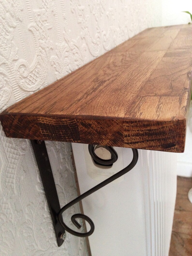 16cm Solid Oak Wooden Radiator Shelf With Antique Metal Scroll Etsy UK