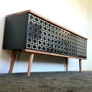 Retro Atomic Black Record Cabinet 70s Sideboard 110-140cm image 2