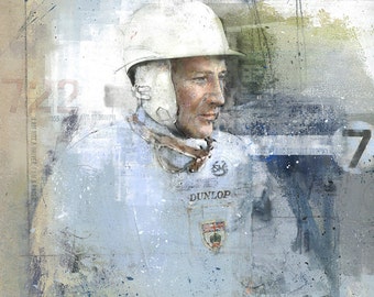 Mr Motor Racing, Portrait of Sir Stirling Moss: Small open edition giclée print.