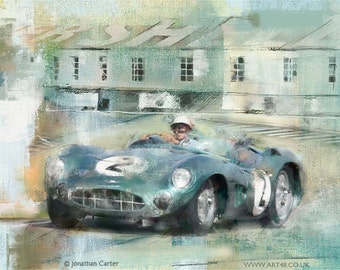 Going for Glory, Stirling Moss in the Aston DBR1 at Goodwood : Limited edition print.