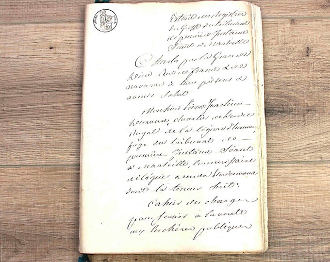 1800s Antique French Large Notarial Deed, Solicitor Contract (1829 ...