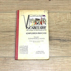 1930 年代のビンテージ フランス語リーダー、小学校の最初のリーダー、テキストに沿って画像付き、en route pour l'école、フランス、収集可能な紙プロジェクト