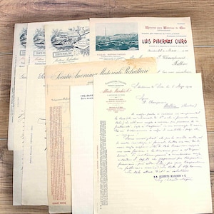 Cartas italianas antigas dos anos 1900, conjunto de 9 correspondências comerciais escritas em francês, Itália, obras de arte, projetos de papel, scrapbooking