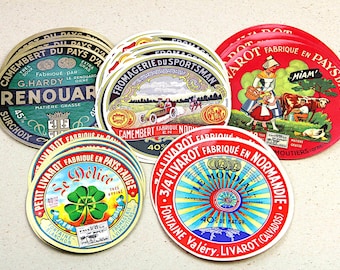 Vintage French Cheese Labels: 30-Piece Ephemera Set (1960s-70s)