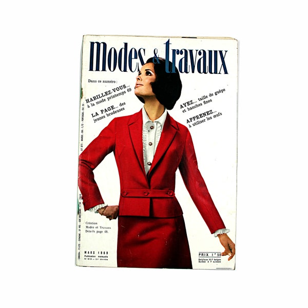 Modes & Travaux March 1969, vintage French fashion magazine, spring fashion news