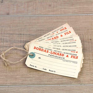 Conjunto vintage de 10 etiquetas de envío francesas en blanco (década de 1950), Francia, mediados de siglo, efímera retro, proyecto de papel, obras de arte para scrapbooking.