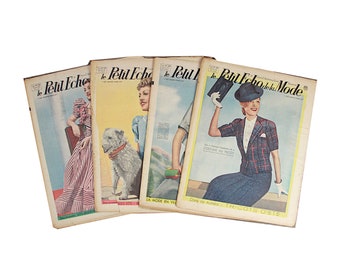 Le Petit Echo de la Mode, lot de 4 magazines de mode français vintage, juin - juillet 1939