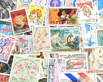 100 französische gebrauchte Briefmarken, gemischte FR Ephemera, Gedenkfeiern, Bastelbedarf