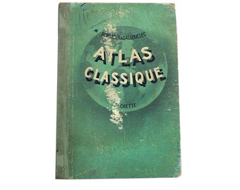 Vintage French atlas (1950s). Hachette, the world, historical, geographical and economy maps