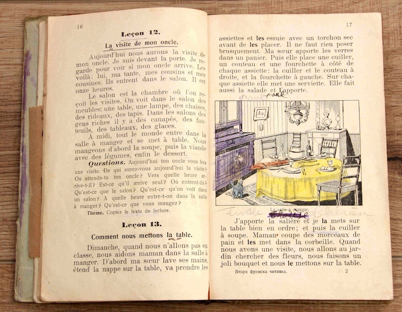 Ancienne liseuse française des années 1910, livre imprimé en Bulgarie à Philippopoli, ouvrage de référence illustré image 3