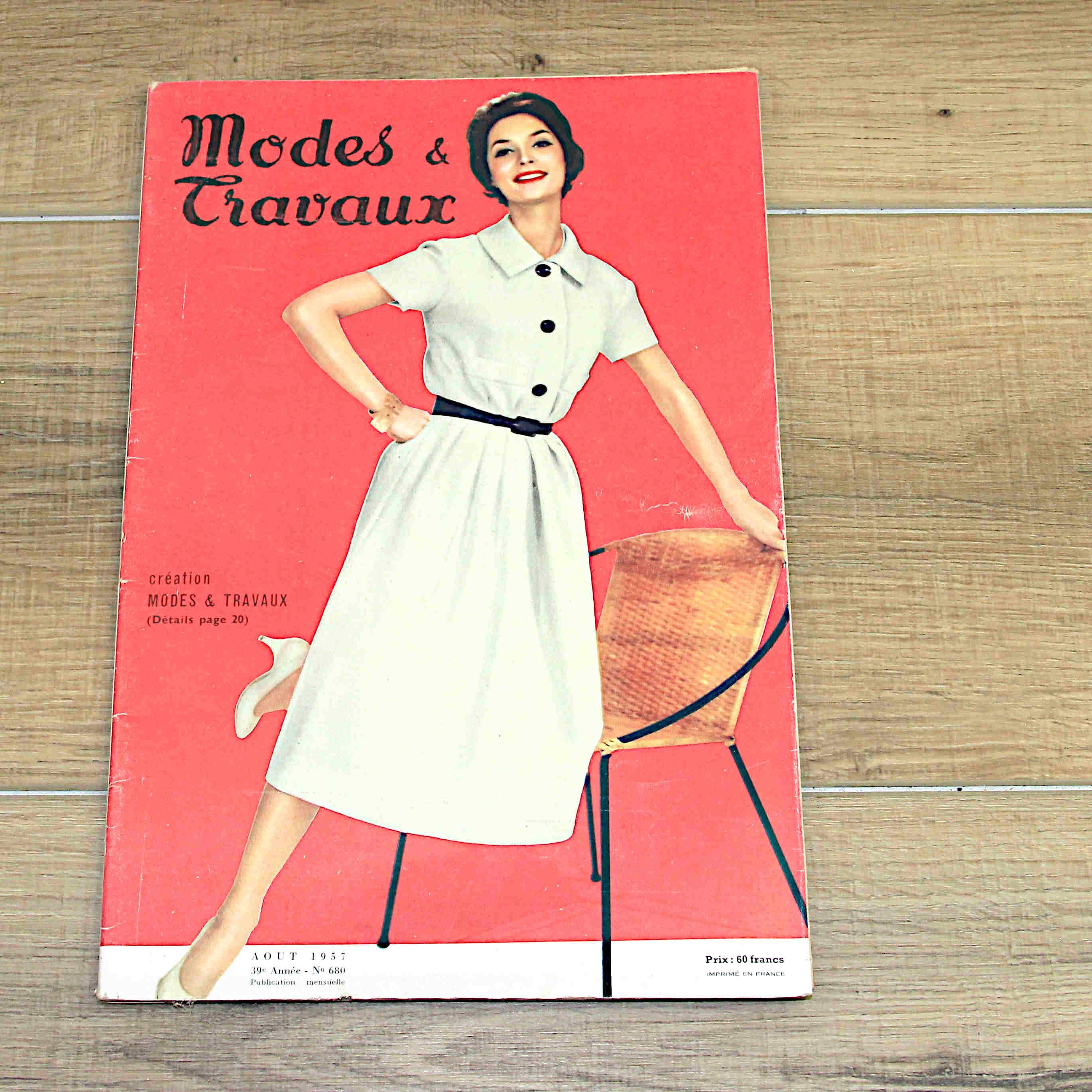 1950年代のフランスのファッション雑誌、Modes & Travaux 1957年8月号 