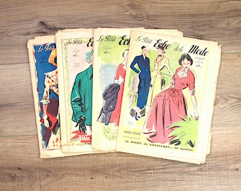 Le Petit Echo de la Mode, lot de 4 magazines de mode français vintage, mars - avril 1949