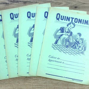 Cubiertas ilustradas para cuadernos escolares franceses de la década de 1950, juego de 4 cubiertas retro, publicidad, Francia, suministros para obras de arte, álbumes de recortes
