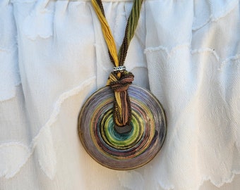 Paper Bead Necklace Unique Pendant Handmade Paper Bead, Boho Style Gift for Her