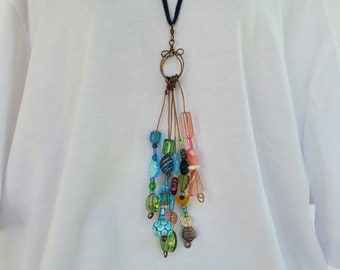 Necklace Boho Chic Long Murano Glass Rustic Elegance Beautiful and Unique Bohemian-Style Necklace Handmade Making a One-of-a-Kind Gift