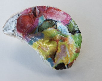 Oyster Shell Abstract Colors Ring Dish Decorative Piece in a Bedroom or Bathroom or Kitchen Where Ever You Take Your Jewelry Off