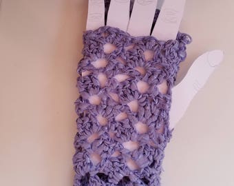 Chic Lavender, Crochet Handwarmers, Artisanal Fingerless Gloves, Chic Lavender, Crochet Handwarmers, Lacy Gloves Thoughtful Gift for Her