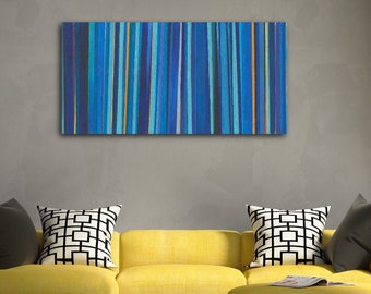 Art, Wall Art Original Painting Acrylic Geometric Contemporary Home Decor Abstract  Modern Blue Green Canvas Title: FAULT LINES