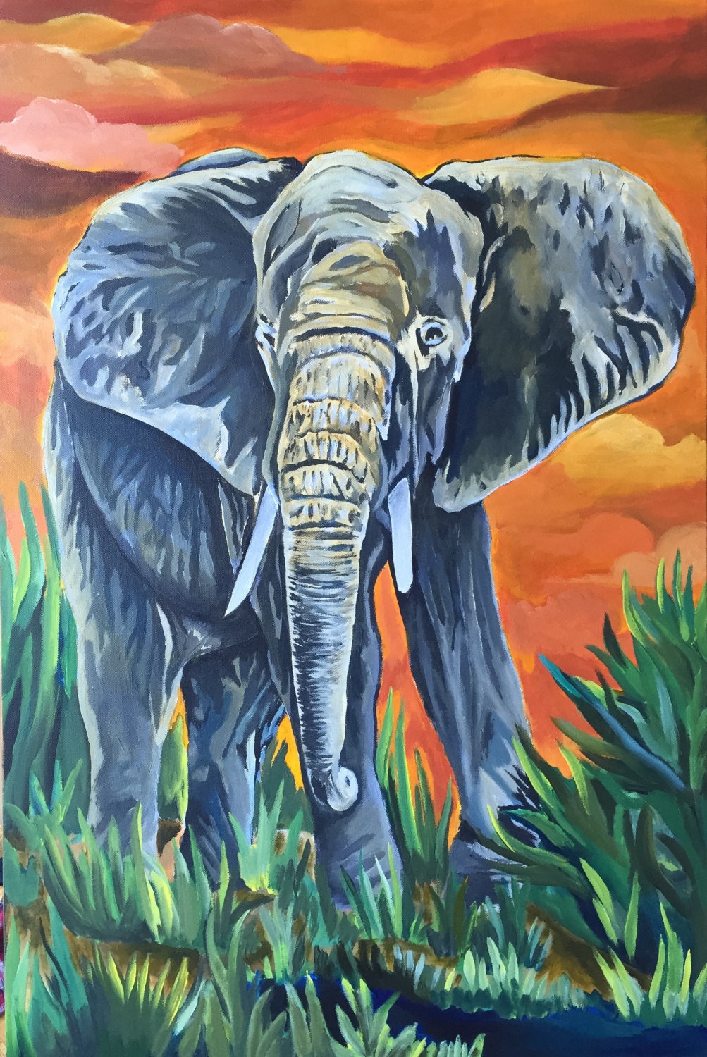 絵画  ｜手描き｜油絵 ｜オリジナル ｜象 ｜ELEPHANT il_fullxfull.853811656_j671.jpg