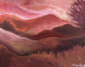 Contemporary, Impressionism, Landscape, painting, Acrylic & Oil on Canvas , Home Decor, WallArt, Brown, Orange, Pink TITLE: Rolling Hills