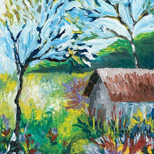 Title: Van Gogh's Cottage, Landscape, acrylic on canvas image 1