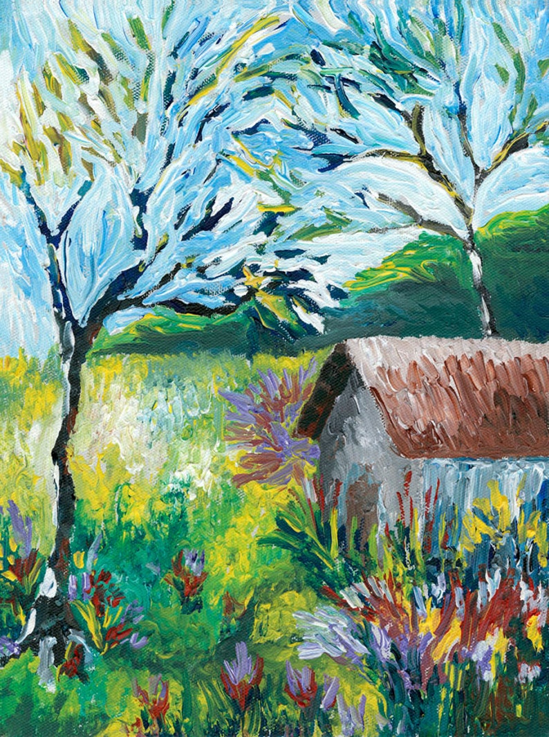 Title: Van Gogh's Cottage, Landscape, acrylic on canvas image 1