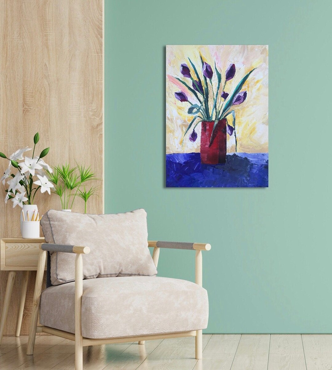 Home Decor Wall Art, Original Art Contemporary Canvas Expressionistic