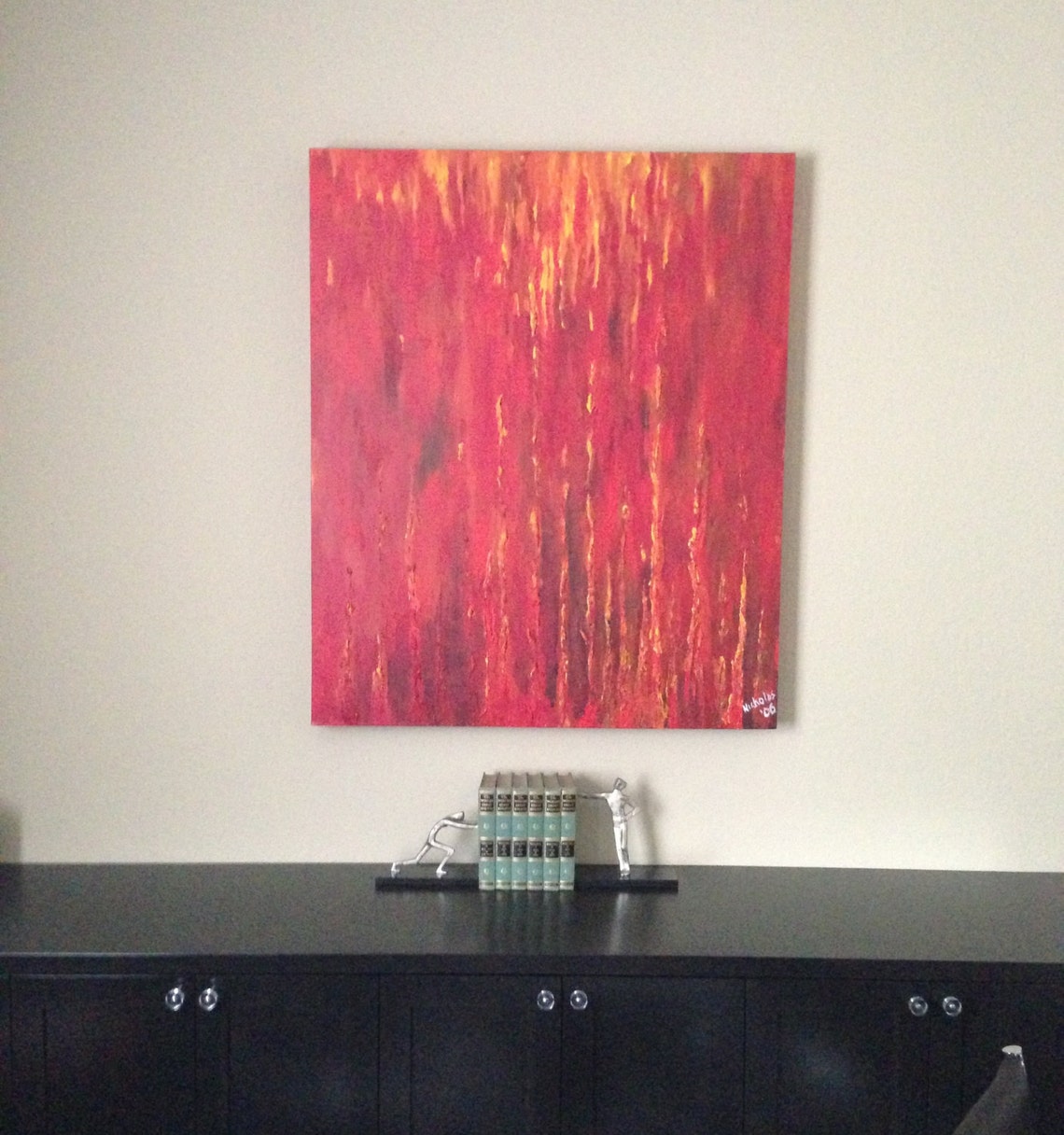 Red Painting Red Abstract Art Contemporary Art Red Art Etsy