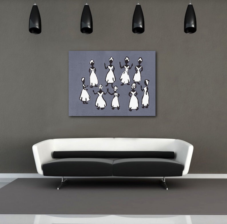 Wall Art Dancers Primitive figurative Home Decor abstract image 0