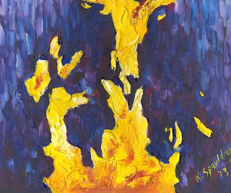 Large Original, Purple and Yellow Abstract, Purple Painting, Contemporary Acrylic on Canvas, Mixed Media, Title: Birth of a Star V image 5