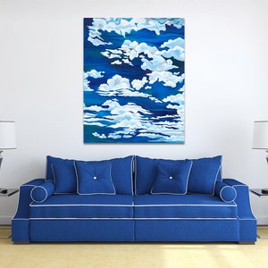 Contemporary artwork of Clouds against Blue Sky, Acrylic Painting Home Decor, Wall Art, Gallery Canvas Wall Hanging TITLE: ASPIRATION image 4