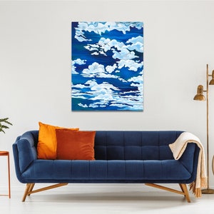 Contemporary artwork of Clouds against Blue Sky, Acrylic Painting Home Decor, Wall Art, Gallery Canvas Wall Hanging TITLE: ASPIRATION image 6