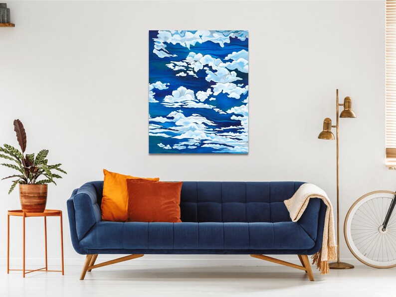 Contemporary artwork of Clouds against Blue Sky, Acrylic Painting Home Decor, Wall Art, Gallery Canvas Wall Hanging TITLE: ASPIRATION image 6