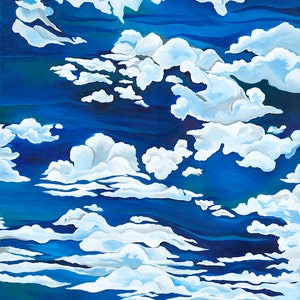 Contemporary artwork of Clouds against Blue Sky, Acrylic Painting Home Decor, Wall Art, Gallery Canvas Wall Hanging TITLE: ASPIRATION image 1