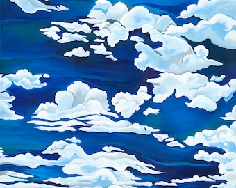 Contemporary artwork of Clouds against Blue Sky, Acrylic Painting  Home Decor, Wall Art, Gallery Canvas Wall Hanging TITLE: ASPIRATION