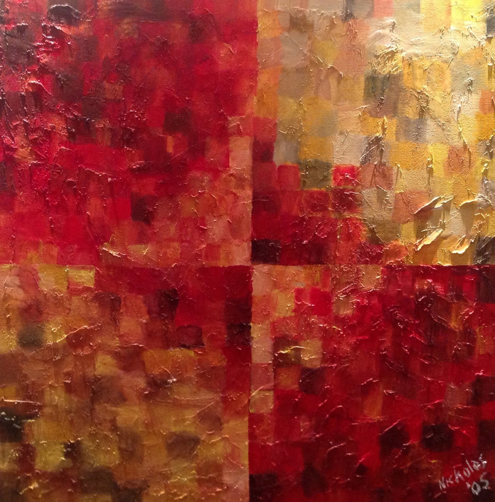 Contemporary Red Art Red and Yellow Abstract Red Painting Etsy