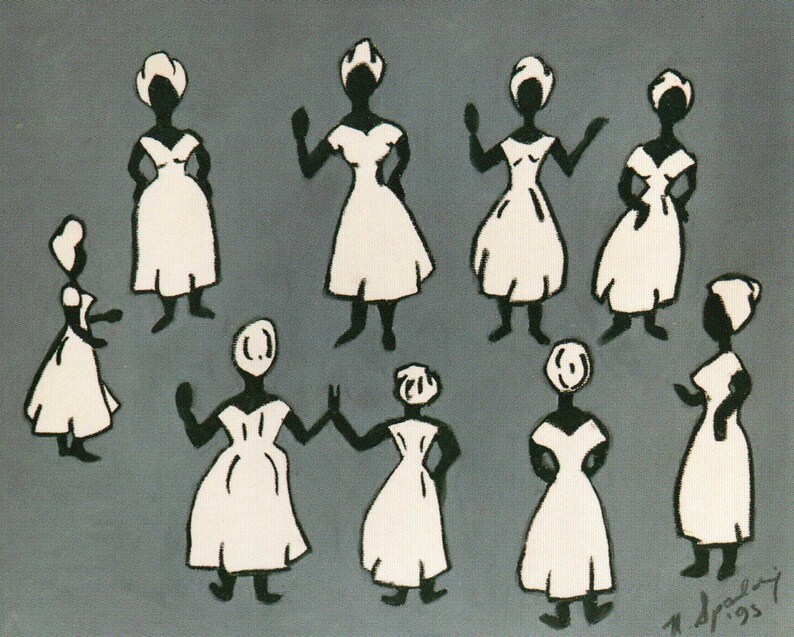 Wall Art Dancers Primitive figurative Home Decor abstract image 2