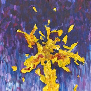 Large Original, Purple and Yellow Abstract, Purple Painting, Contemporary Acrylic on Canvas, Mixed Media, Title: Birth of a Star V image 3