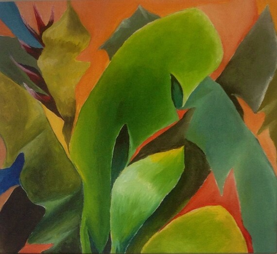 Download Tropical Wall Art Contemporary Home Decor Green Painting Etsy PSD Mockup Templates