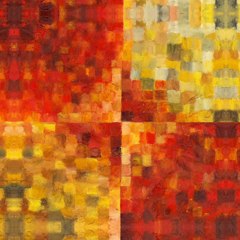 Contemporary, Red Art, Red and Yellow Abstract, Red Painting, Giclee on ...