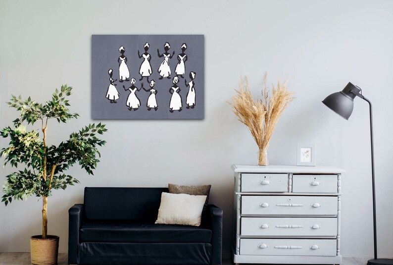 Wall Art Dancers Primitive figurative Home Decor abstract image 1