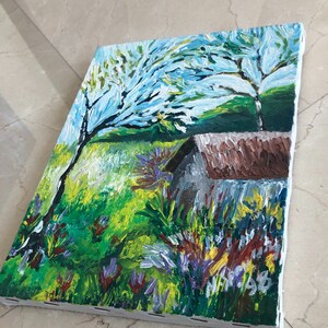 Title: Van Gogh's Cottage, Landscape, acrylic on canvas image 3